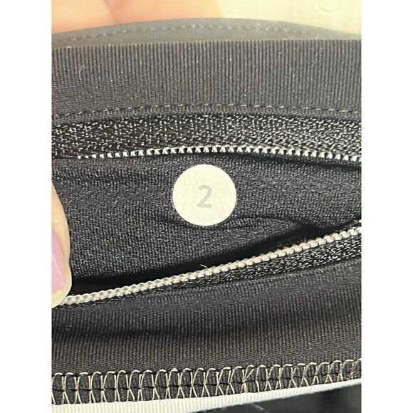 LULULEMON Reflective Run Inspire Crop Black White Leggings Size 2. W - Picture 9 of 9